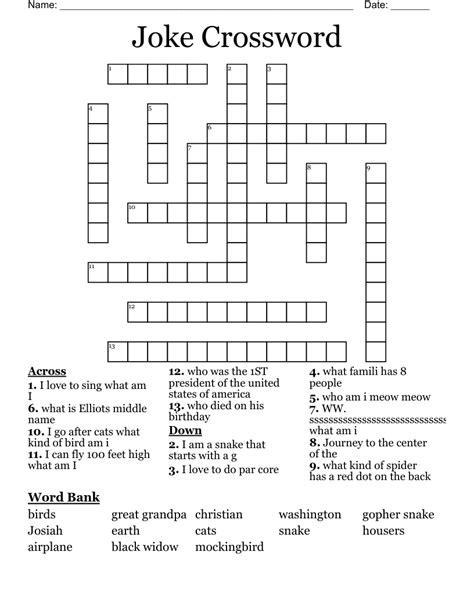 Joke crossword clue - The Crossword Solver found 30 answers to "Many a dad joke", 7 letters crossword clue. The Crossword Solver finds answers to classic crosswords and cryptic crossword puzzles. Enter the length or pattern for better results. Click the answer to find similar crossword clues . Enter a Crossword Clue.